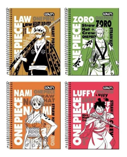 Pack 4 Cuaderno One Piece 150 Hojas 3 Mat Colon