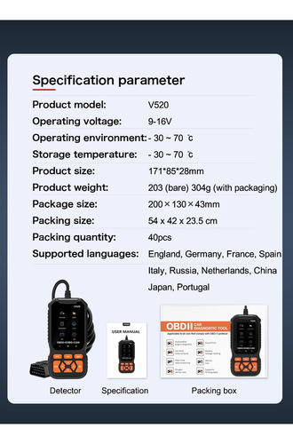 Car Scanner Detector De Fallos De Diagnóstico V520 O