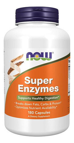 Enzimas digestivas Super Enzimas Super Enzimas de Now Foods, 180 cápsulas, sabor sin sabor