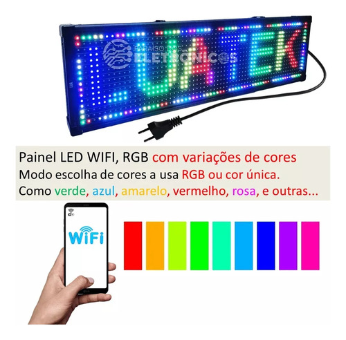 Painel Letreiro Iluminação Colorida Led Wifi Flash Animação 110V/220V