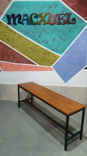 Imagen 4 de 5 de Banco Banqueta Industrial 120x30x40cm Hierro Y Madera Bar