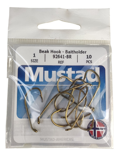 Sobre Anzuelo Mustad 92641 N°1 X 10 Un Variada Mar Corvinero