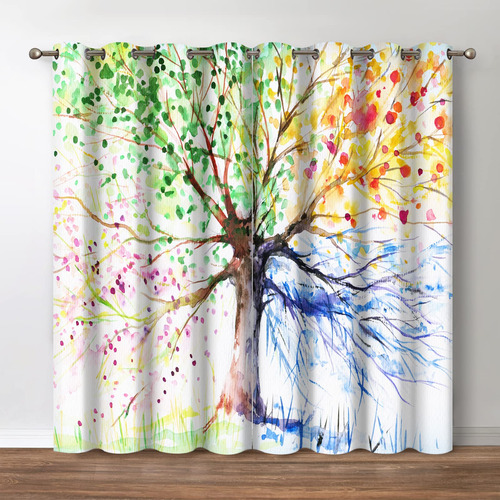 Jekeno Cortinas Opacas De Árbol De Colores, Ramas Florecient