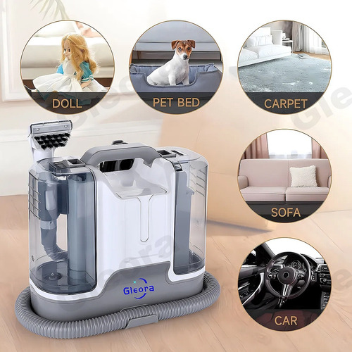 Gleora Aspiradora Portatil Lava Alfombra Tapicería De Inyección Succión 6en1 Para Hogar Y Auto 1.8l/20kpa Biuble Color Blanco