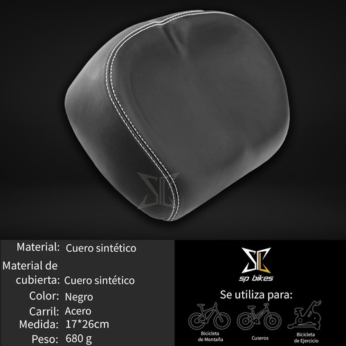 Imagen 4 de 7 de Asiento Bicicleta Sillín Spinning Paseo Ancho Sp Bikes Xrc