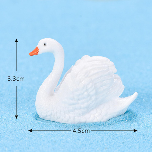4x Mini Figuras De Cisnes, Adorno De Mesa Pequeño De Resina