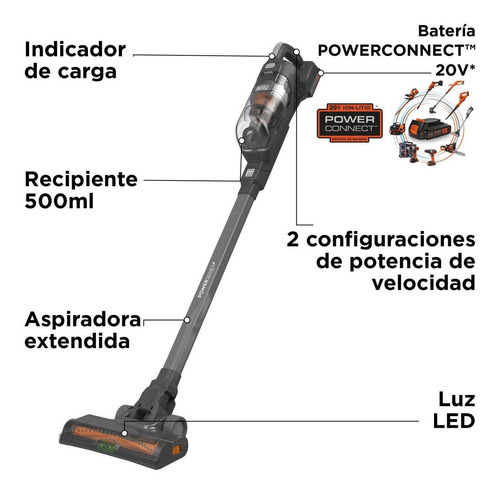 Imagen 4 de 12 de Aspiradora Inalámbrica Recargable Black+decker + Batería 1.5