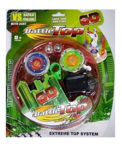 Kit 2 Beyblade Iluminada + 2 Lançadores + Arena Infantil