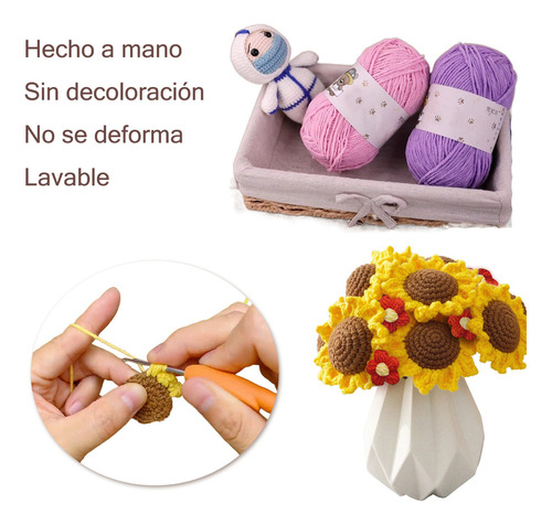 Ramo Eterno De Girasoles Flores Tejidas Crochet Hilo De Algodón Color Rojo Ramos De Novia Navidad Día De La Independencia