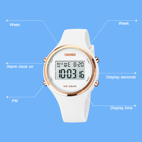 Reloj Deportivo Skmei1720 Para Mujer, Reloj Electrónico Impe