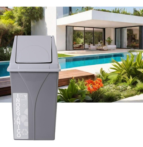 Basurero Grande Para Exteriores, Mxecj-003, 3pzas, 20l, 30x3 Color Gris