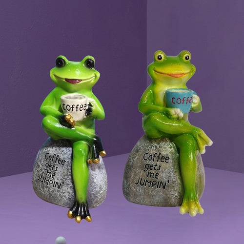 2 Figuritas De Rana De Dibujos Animados, Escultura De