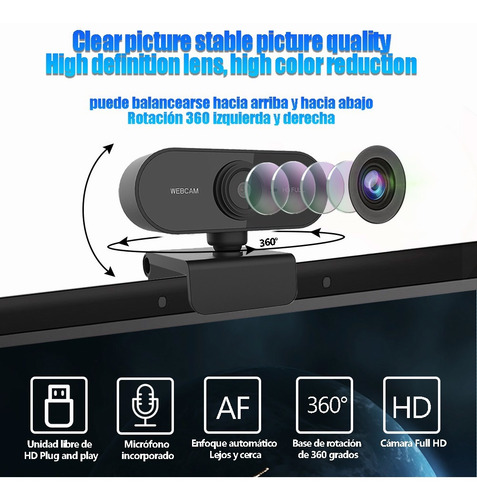 Full Hd 1080p Webcam Usb Mini Cámara Web Con Micrófono