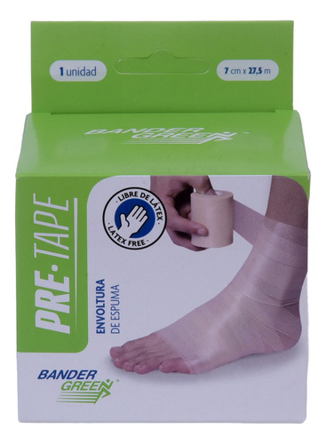 Cinta Pre Tape Vendaje Estribo Espuma 7 Cm Bander Green Beige