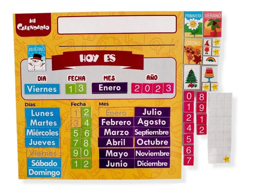 Calendario  Interactivo Magnético Didáctico Español