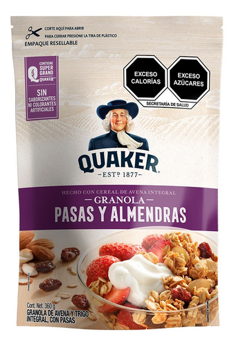 Quaker Granola Con Pasas Almendas Y Miel 360 Gr