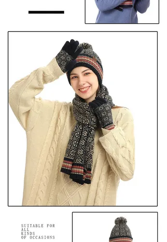 Traje Cálido De Invierno De Lana Tejida, Gorro, Bufanda, Gua
