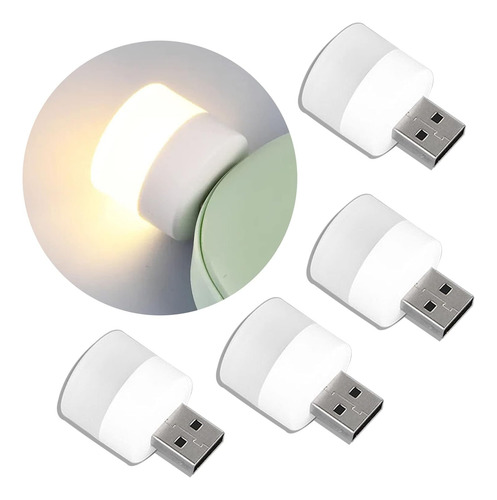 Juego De 4 Luces Usb Por Noche, Mini Foco Led, Enchufab...