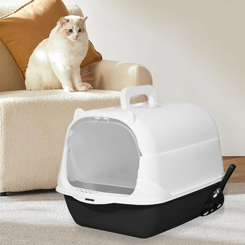 Bandeja Litera Sanitaria Gato Pala Mascota Anti Olor 2 En 1 Blanco Y Negro