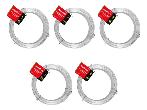 5 Rollos Alambre Galvanizado Calibre 16 1kg C/u Maple Tools
