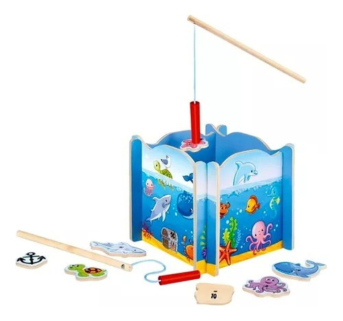 Juego De Pesca Madera Infantil Niños Didáctico + Regalo
