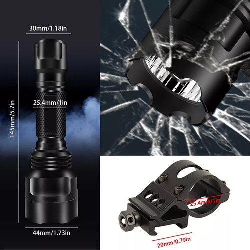 Lanterna De Rifle De Alto Lúmen Com Suporte Picatini C8