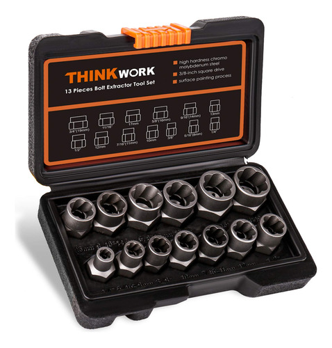 Thinkwork Juego De Extractor De Pernos, 13+1 Piezas De Remov