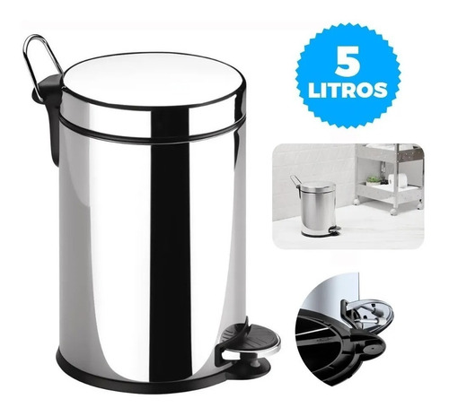 Lixeira Com Pedal E Balde 5 Litros 3040/202 Brinox