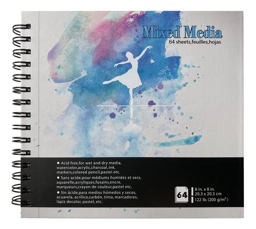 Cuaderno De Bocetos Cuadrado De Técnicas Mixtas Tumuarta, 8 