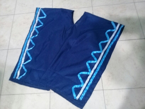 Poncho Tela Azul Marino Niño  Detalle Cinta Raso 