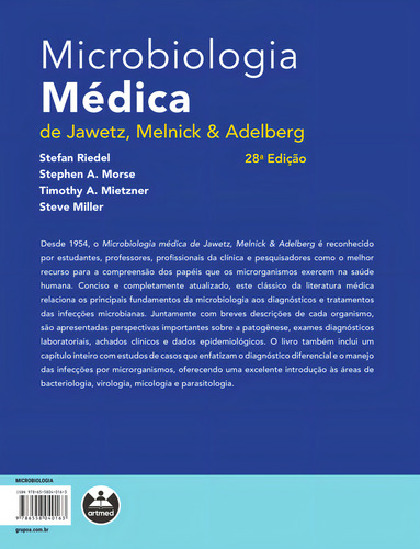 Microbiologia Médica de Jawetz, Melnick & Adelberg, de Riedel, Stefan. Editorial Amgh, capa mole em português, 2022