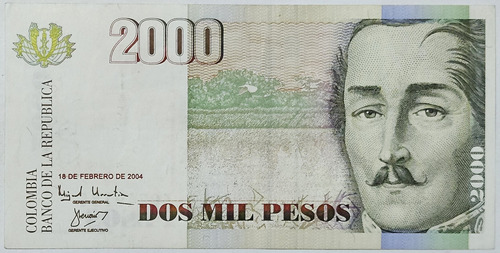 Billete 2000 Pesos 18/feb/2004 Colombia Unc