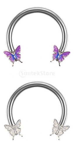 2x Mariposa Ceja Labio Piercing Pendiente Fosa Nasal Joyas