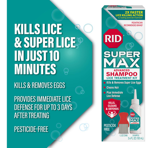 Shampoo Rid Super Max Advanced Para Eliminar Piojos, 100 Ml,
