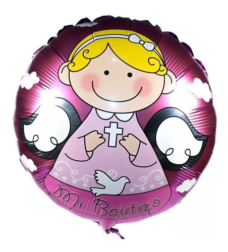 Paquete 50 Globos Metalicos  Bautizo 45cm Gratis Bomba Aire