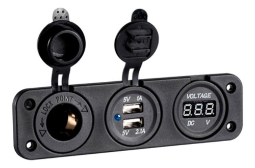 Tablero Cargador Usb X 2 Voltimetro Auto Nautica