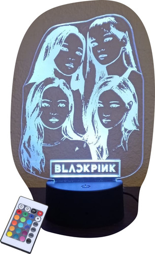 Lampara 3d Ilusion Black Pink Foto K-pop Musica Bas Negra Cc