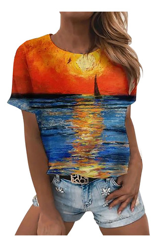 Camiseta Básica Con Estampado 3d Y Estampado 3d Para Mujer