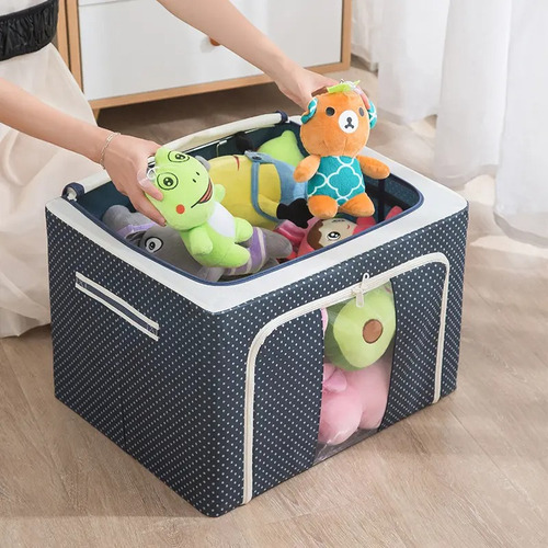 Imagen 3 de 7 de Caja Organizadora Tela Ropa Placard 39x29x20cm Doble Cierre