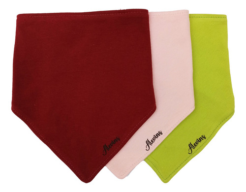 Pack 3 Baberos Bandanas 100% Algodón Lisas. Colores. Nena