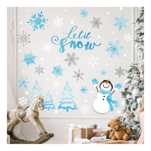 Anydesign Winter Snowflake Snow Man Pegatinas De Pared De La