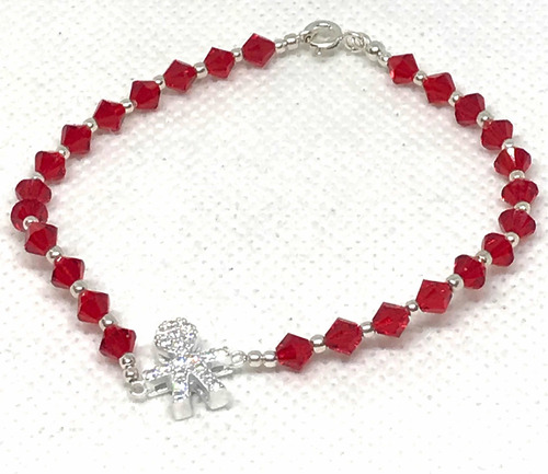 Pulsera Cristal Swarovski Hijo Plata 925 Rojo/a Protección 