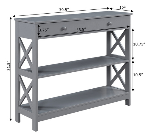 Mesa Auxiliar Con 1 Cajón Color Gris Colección Oxford