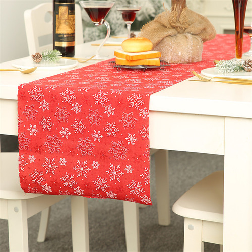 Mantel En Forma De I, Decoración Navideña, Estampado De Lino