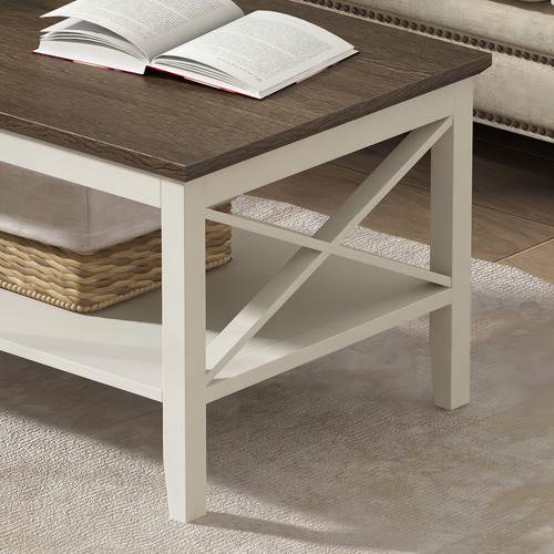 Mesa De Café De Madera Con Patas Gruesas Y Almacenaje Oxford