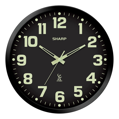 Reloj Para Pared Sharp Analógico Atómico, A Pilas, Negro