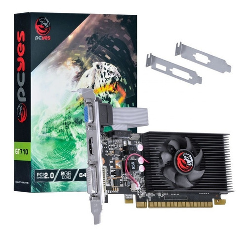Imagem 1 de 8 de Placa De Video Geforce Nvidia Gt710 2gb Ddr3 - 64 Bits Pcyes