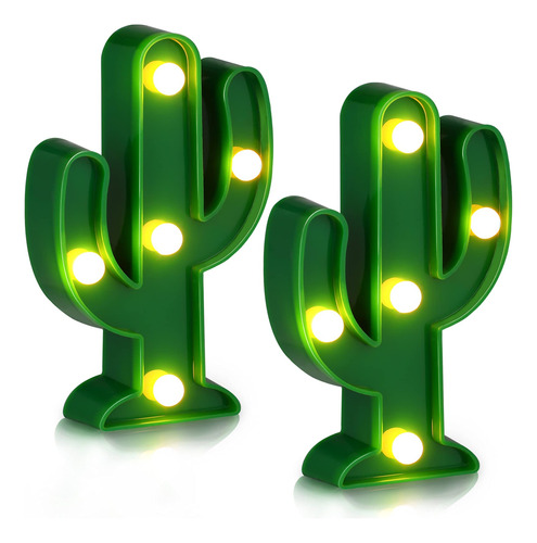 Riakrum 2 Piezas De Luz Led De Cactus Y Flamencos, Decoracin