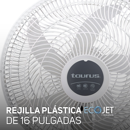 Ventilador De Pared 16 Taurus Bolt, Amplia Oscilación Ecojet Color de la estructura Blanco