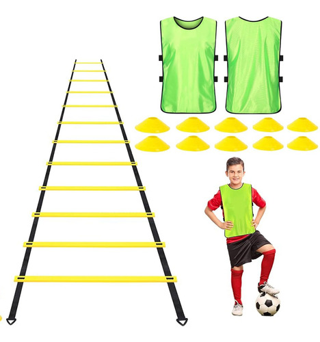 Set De 12 Entrenamiento De Fútbol + 1 Escalera De 6 Metros